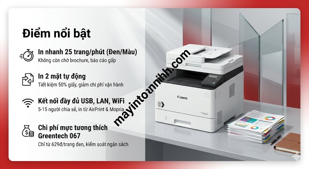 Máy in Canon MF664Cdw – Laser màu đa năng In/Copy/Scan, WiFi, In 2 mặt tự động
