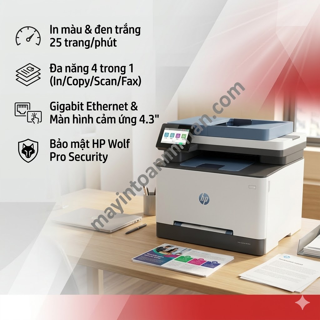 Máy in HP Color LaserJet Pro MFP 3303fdn – In Màu Đa Năng 4 trong 1, Tốc Độ 25 Trang/Phút, Bảo Mật Doanh Nghiệp