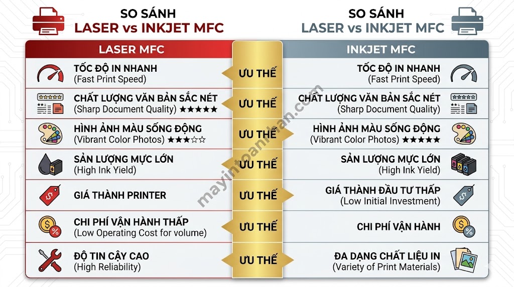 So sánh máy in đa năng laser và inkjet – Nên chọn loại nào? 2025