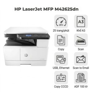 Máy in HP LaserJet MFP M42625dnADF – Đa Năng A3, ADF Đảo Mặt, Mực Tách Drum Tiết Kiệm