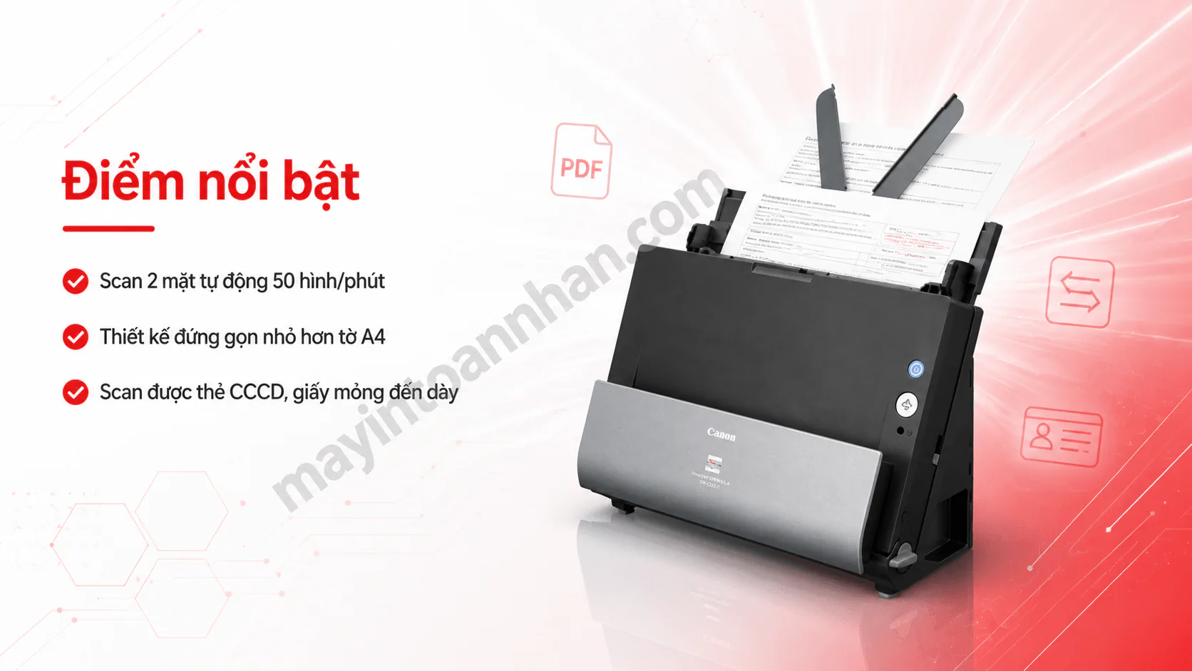 Máy Scan Canon DR-C225 II | Scan 2 mặt, 25 trang/phút 4 Máy Scan Canon DR-C225 II | Scan 2 mặt, 25 trang/phút