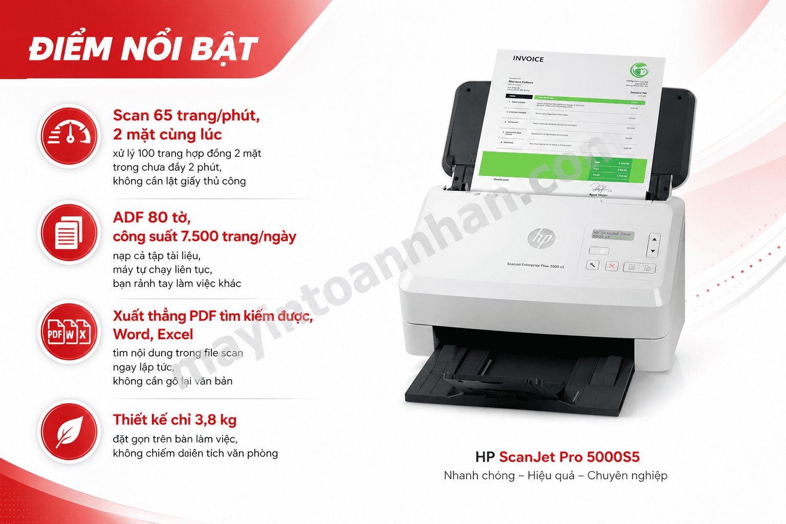 Máy scan HP ScanJet Pro 5000S5 (6FW09A) – Giá tốt tại Toàn Nhân