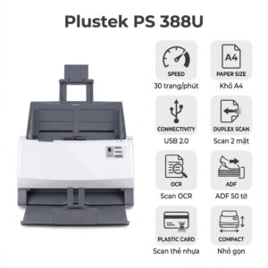Máy Scan Plustek PS 388U – 30 trang/phút, Duplex, OCR | Toàn Nhân