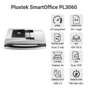 Máy scan Plustek SmartOffice PL3060 – Scan 2 mặt 32 trang/phút | Toàn Nhân