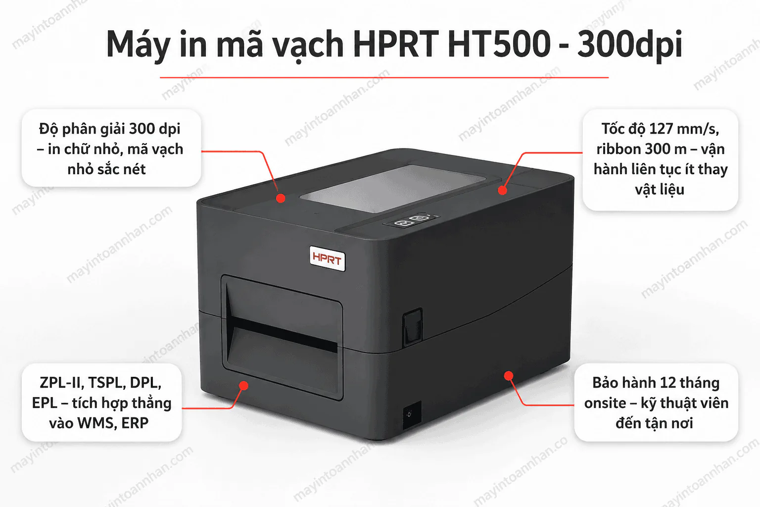 Máy in mã vạch HPRT HT500 – 300dpi