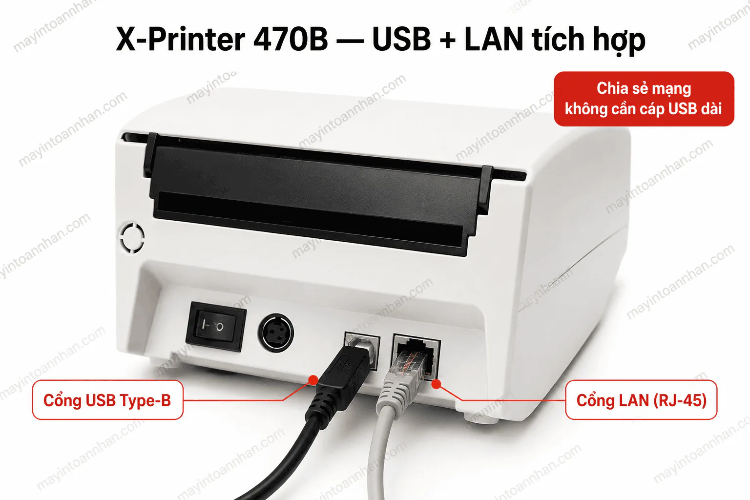Máy in mã vạch X printer 470B - USB + Lan 5 Máy in mã vạch X printer 470B – USB + Lan