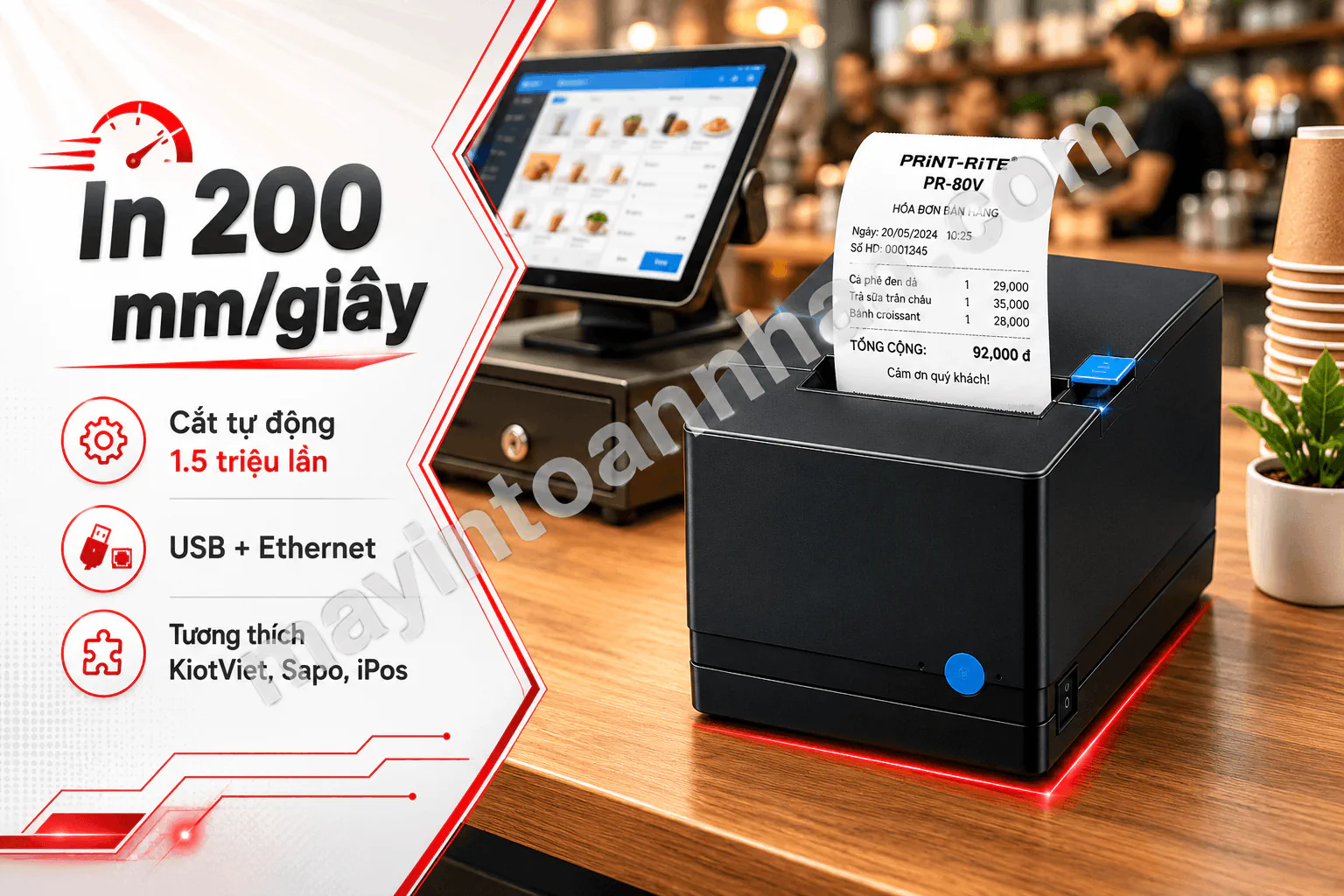 Máy in hóa đơn Print-Rite PR-80V 80mm USB+LAN, cắt tự động 4 Máy in hóa đơn Print-Rite PR-80V 80mm USB+LAN, cắt tự động