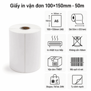 Giấy in mã vạch 100×150 dài 50m