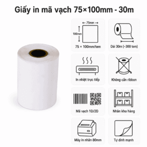 Giấy in mã vạch 75×100 dài 30m