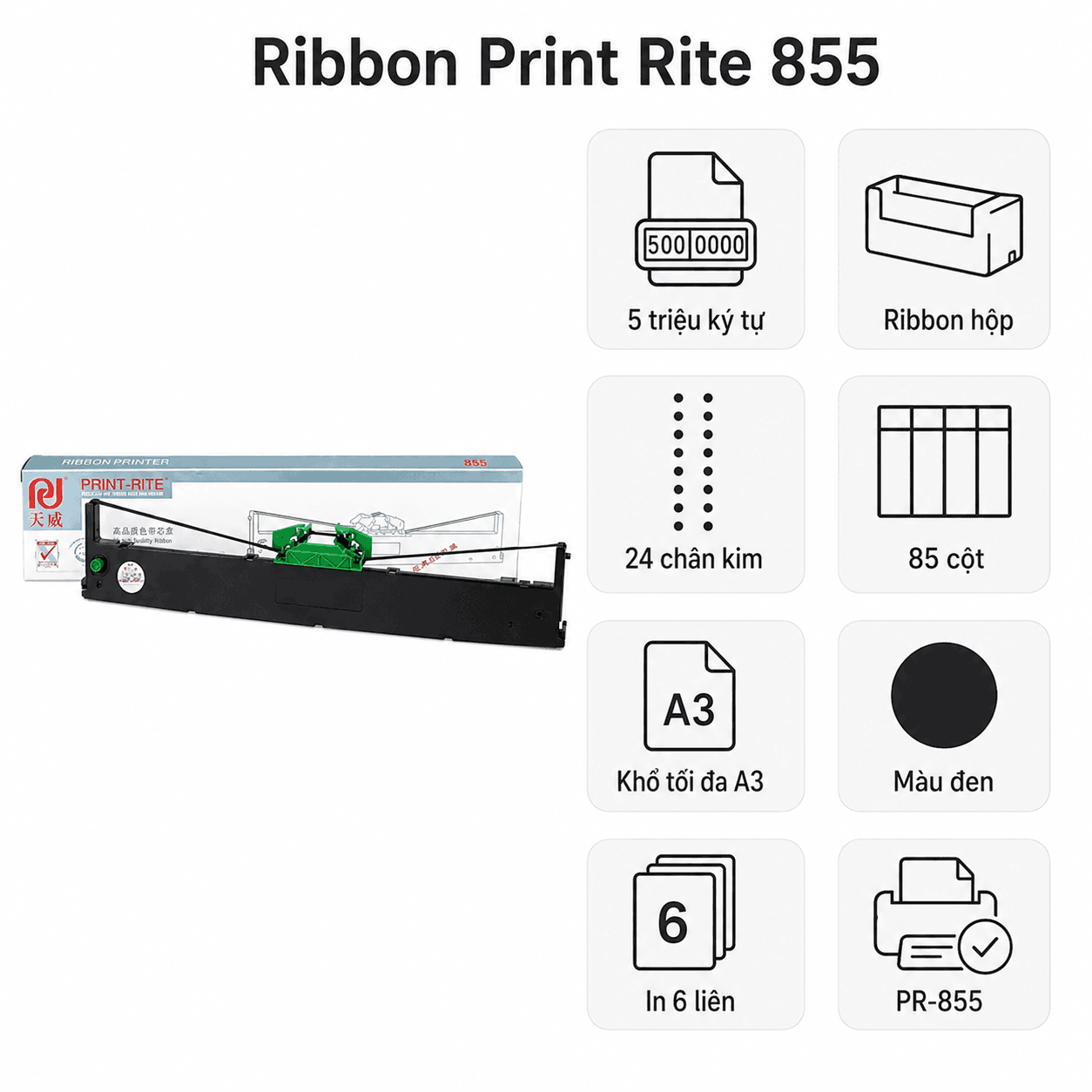 Ribbon Print Rite 855 – Ruy Băng Chính Hãng 5 Triệu Ký Tự, In 6 Liên