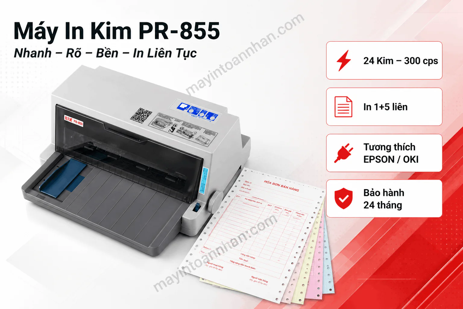 Máy in kim Print-Rite PR-855 - 24 kim, 85 cột, 300 cps, BH 24 tháng 4 Máy in kim Print-Rite PR-855 – 24 kim, 85 cột, 300 cps, BH 24 tháng