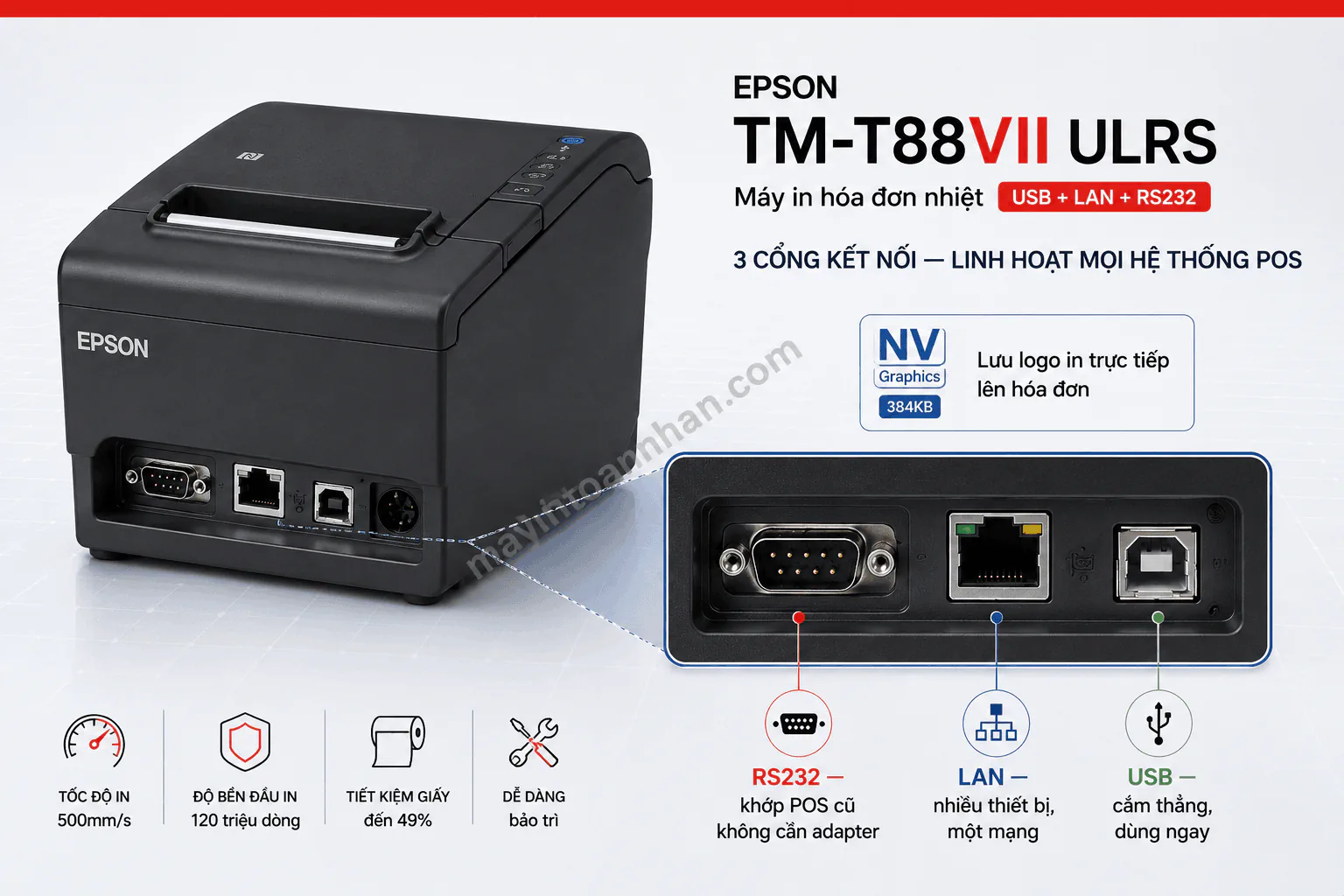 Máy in hoá đơn Epson TM-T88VII (USB, Lan, RS232) 4 Máy in hoá đơn Epson TM-T88VII (USB, Lan, RS232)