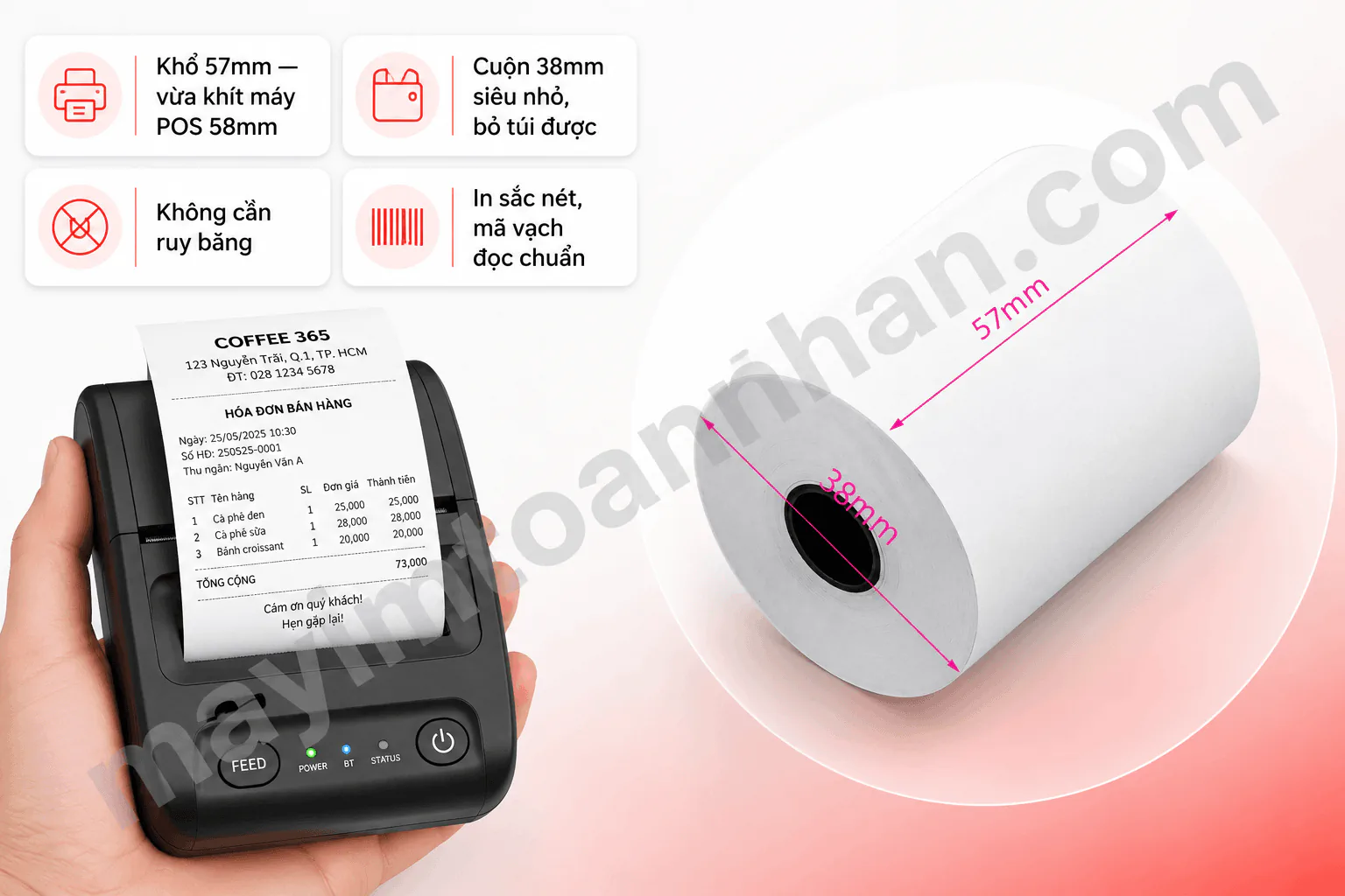 Giấy in nhiệt K57x38mm 3 Giấy in nhiệt K57x38mm