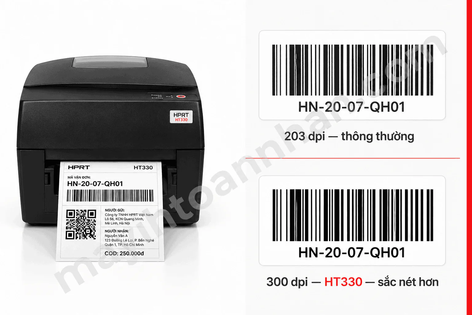 Máy in mã vạch HPRT HT330 (USB + LAN + COM)