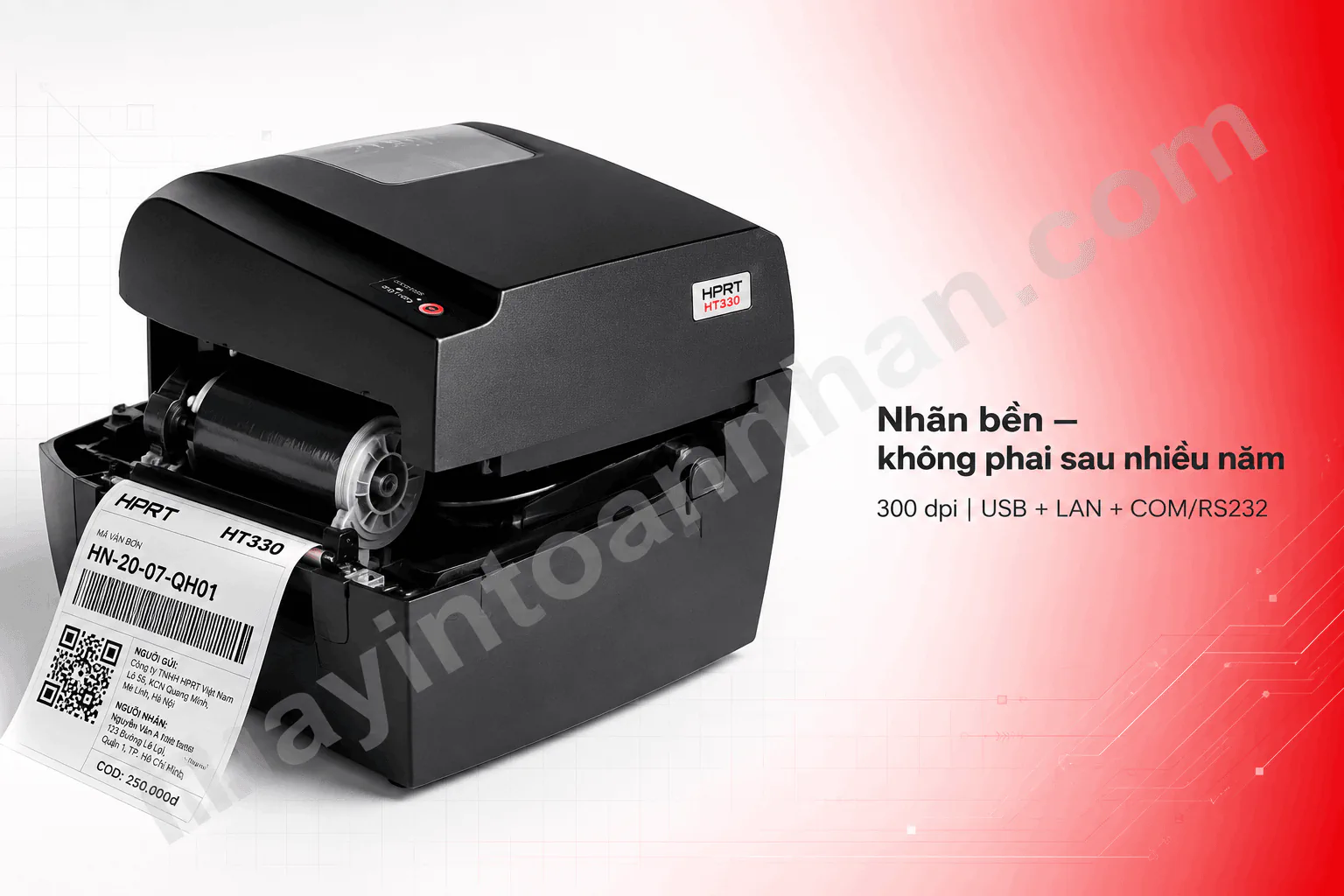 Máy in mã vạch HPRT HT330 (USB + LAN + COM)