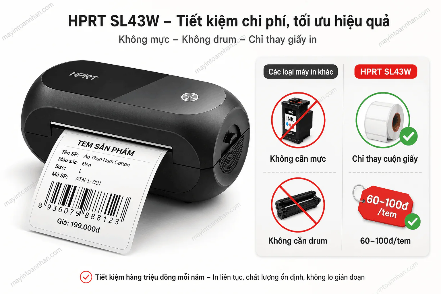 Máy in mã vạch HPRT SL43W (USB + BLUETOOTH + WIFI)